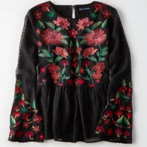 AEO Embroidered Peplum Top